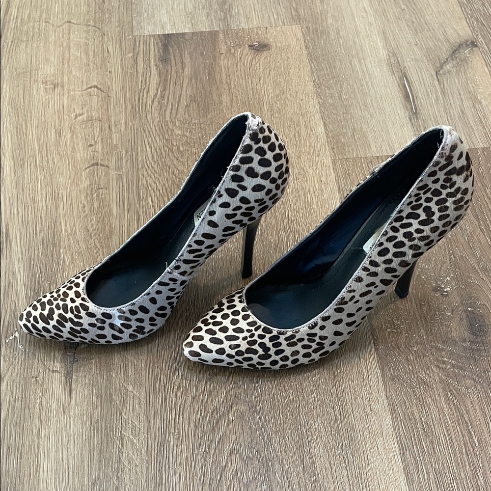 Steve Madden INTRUD-L Leopard Pony Hair Pumps, Size 7M, Stiletto Heels